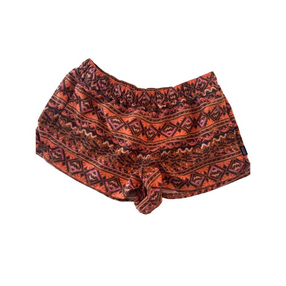 Patagonia Baggies Shorts Womens Orange Brown Geometric Tribal Print Nylon 5in